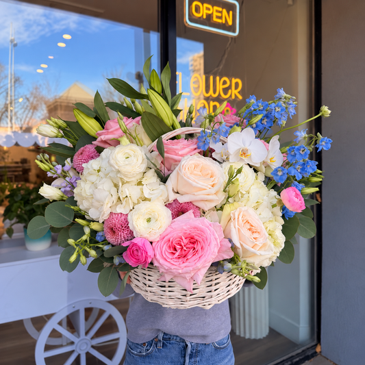 Pastel Garden Flower Basket
