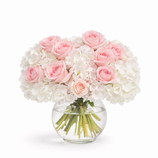 Blush Elegance Hydrangea Centerpiece