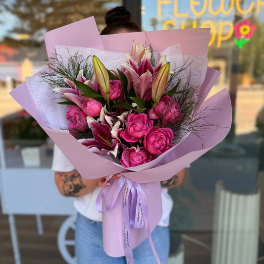 Pink Velvet Lily Bouquet