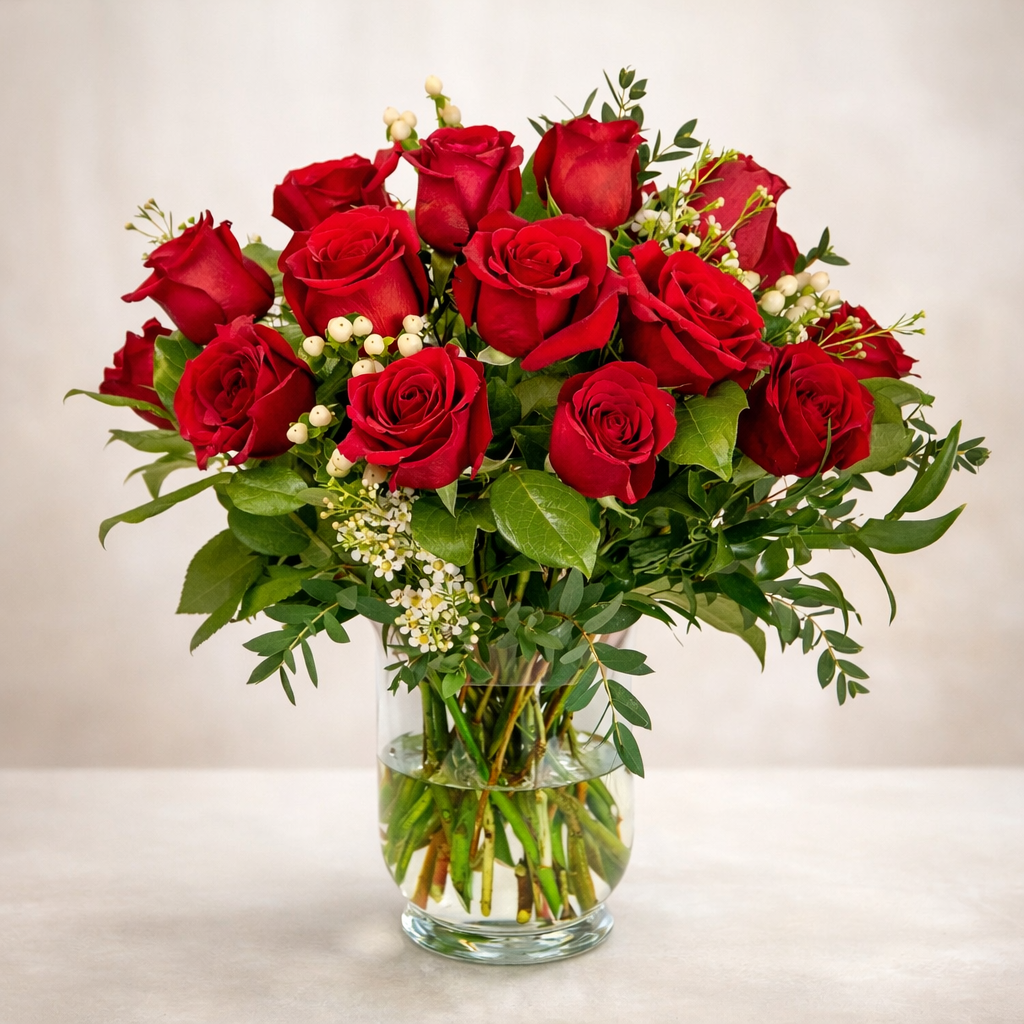 Red Romance - in Vase Arrangement