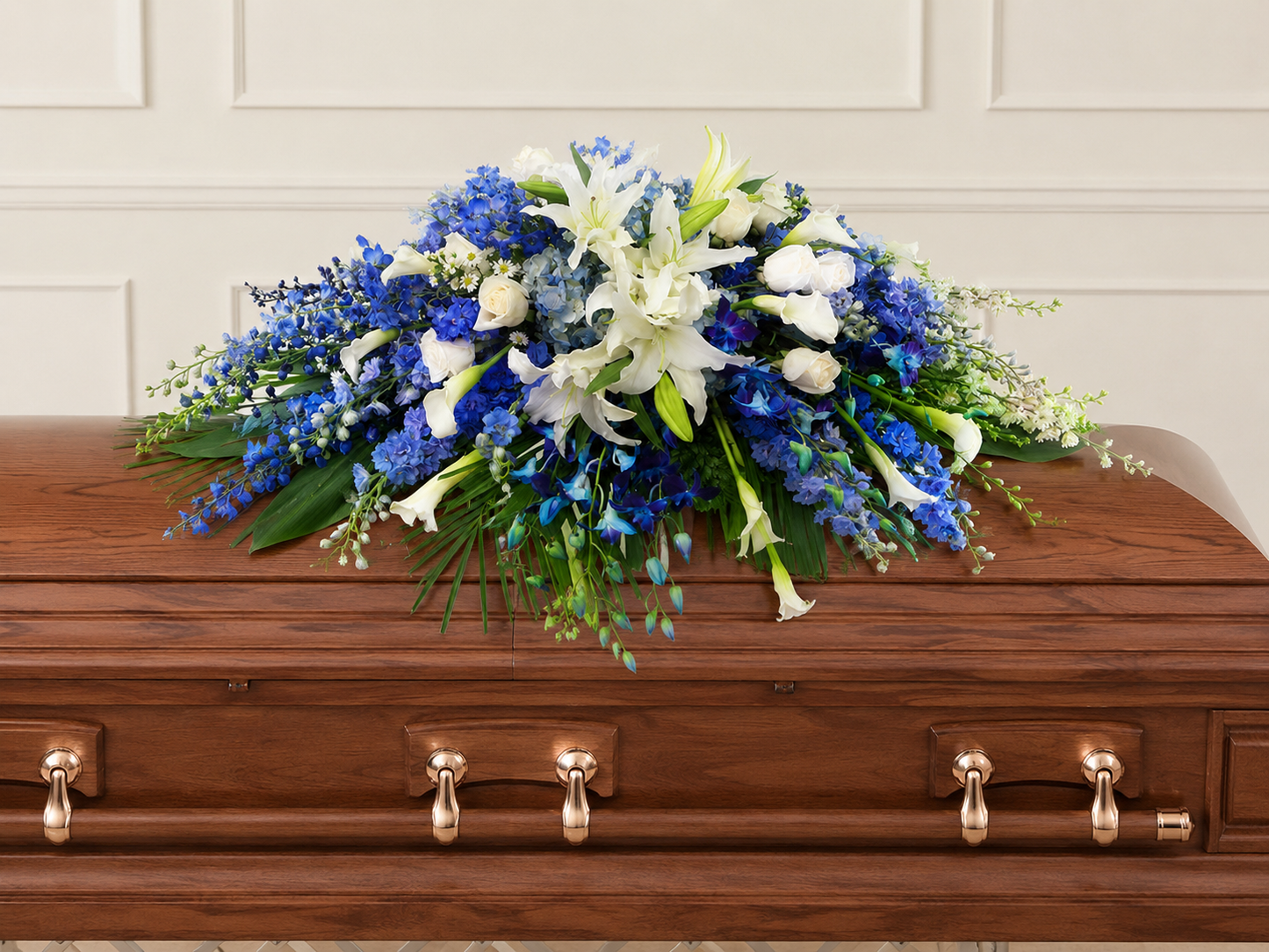 Blue Casket Spray Designer’s Choice