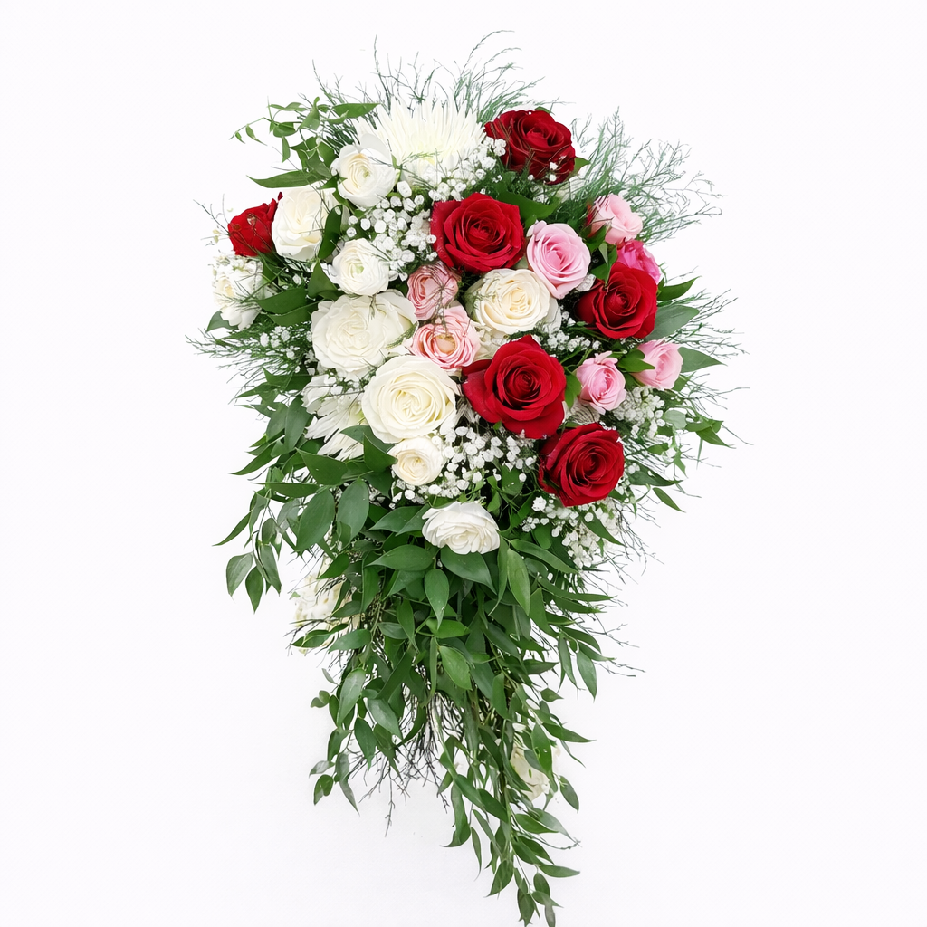 Crimson Blush Cascade Bouquet