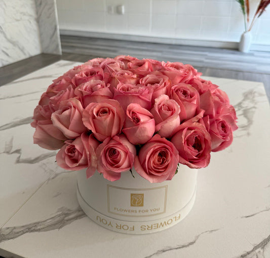 50 Pink Roses in Box