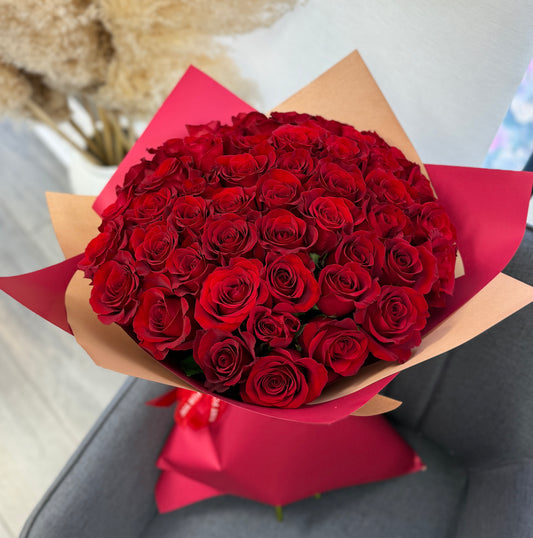 Endless Classic Red Roses - 50 stems