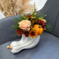 Ceramic Pumpkin Vase with Flowers