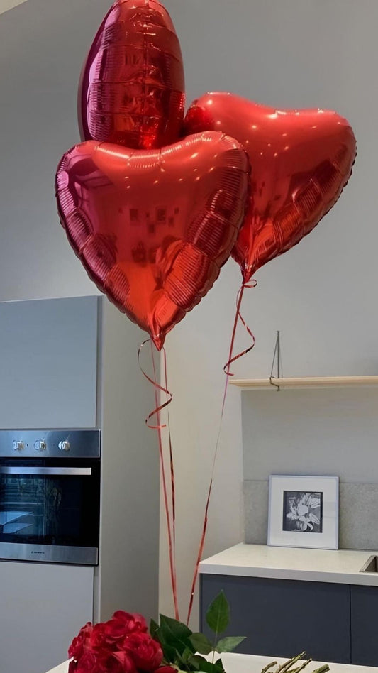 Red Heart Foil Balloon - Set of 3