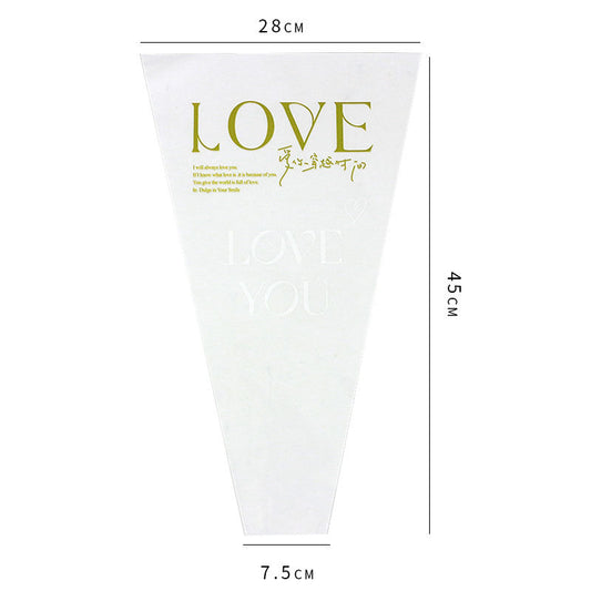 White сellophane packaging "Love" 28*7.5*45cm 50pcs/bag